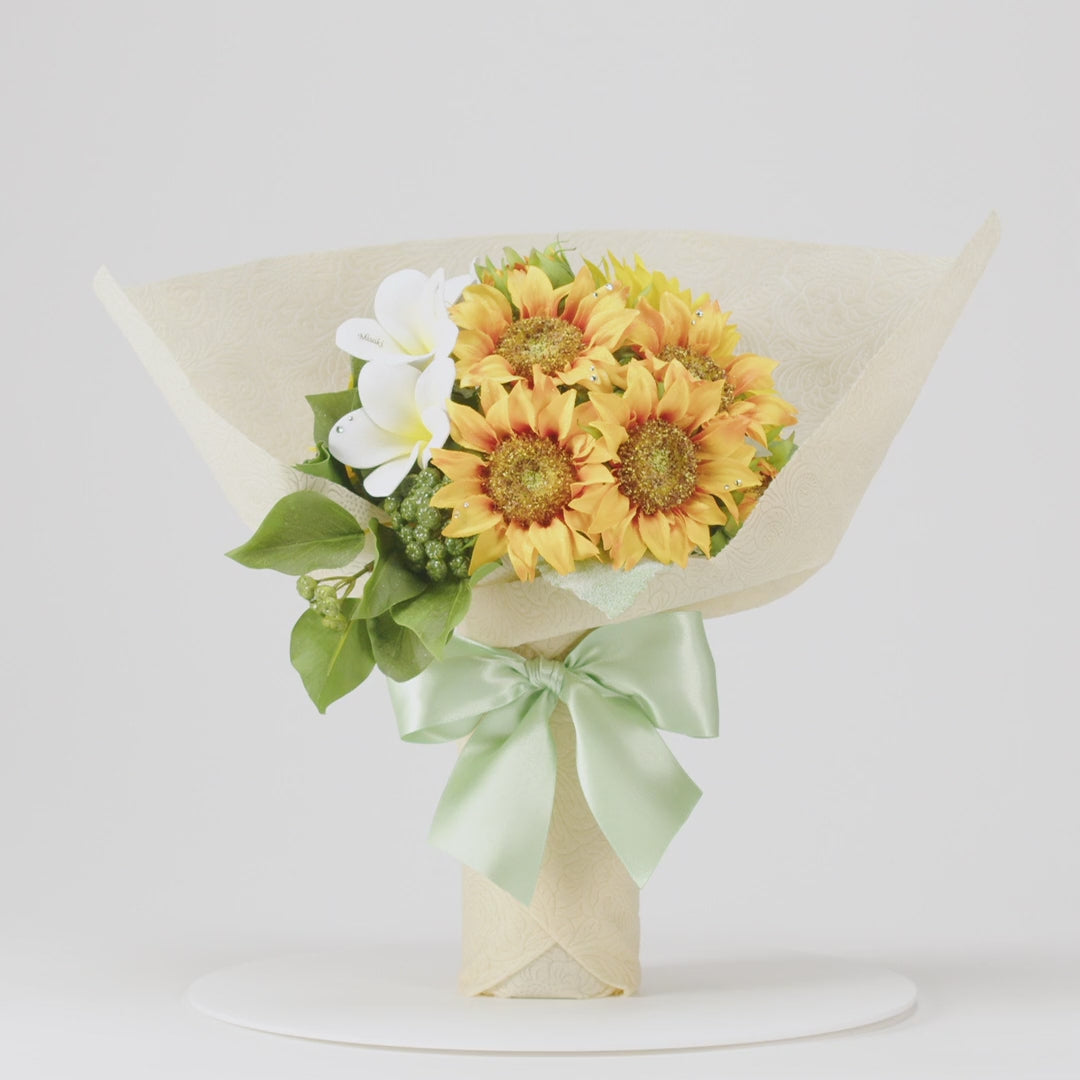 誕生日・プロポーズはひまわりの花束とガラス花瓶セット MERIA ROOM
