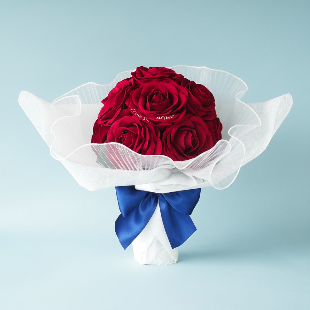 赤色バラの花瓶 約18cm 誕生日・プロポーズは12本の赤バラ花束とガラス花瓶セット MERIA ROOM