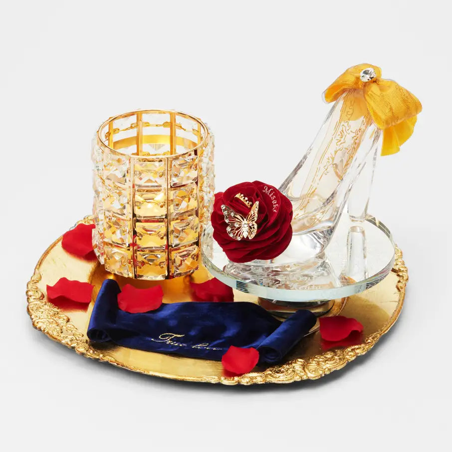 赤いバラのガラスの靴「ローズ&リング」