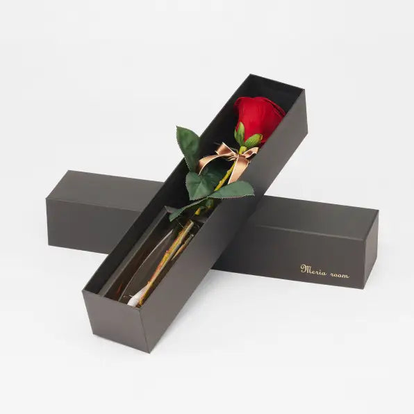 枯れない1本の赤バラと花瓶セット