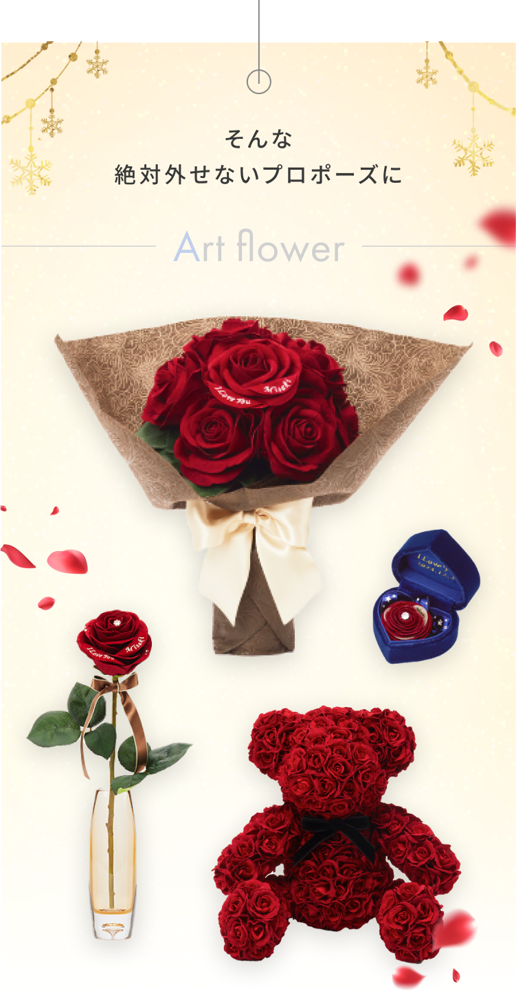 絶対外せないプロポーズにオススメのアイテム、世界にたったひとつのアートフラワーの紹介。