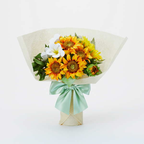 ひまわりの花束とガラス花瓶セット