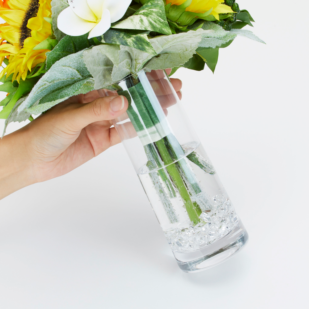 ひまわりの花束とガラス花瓶セット