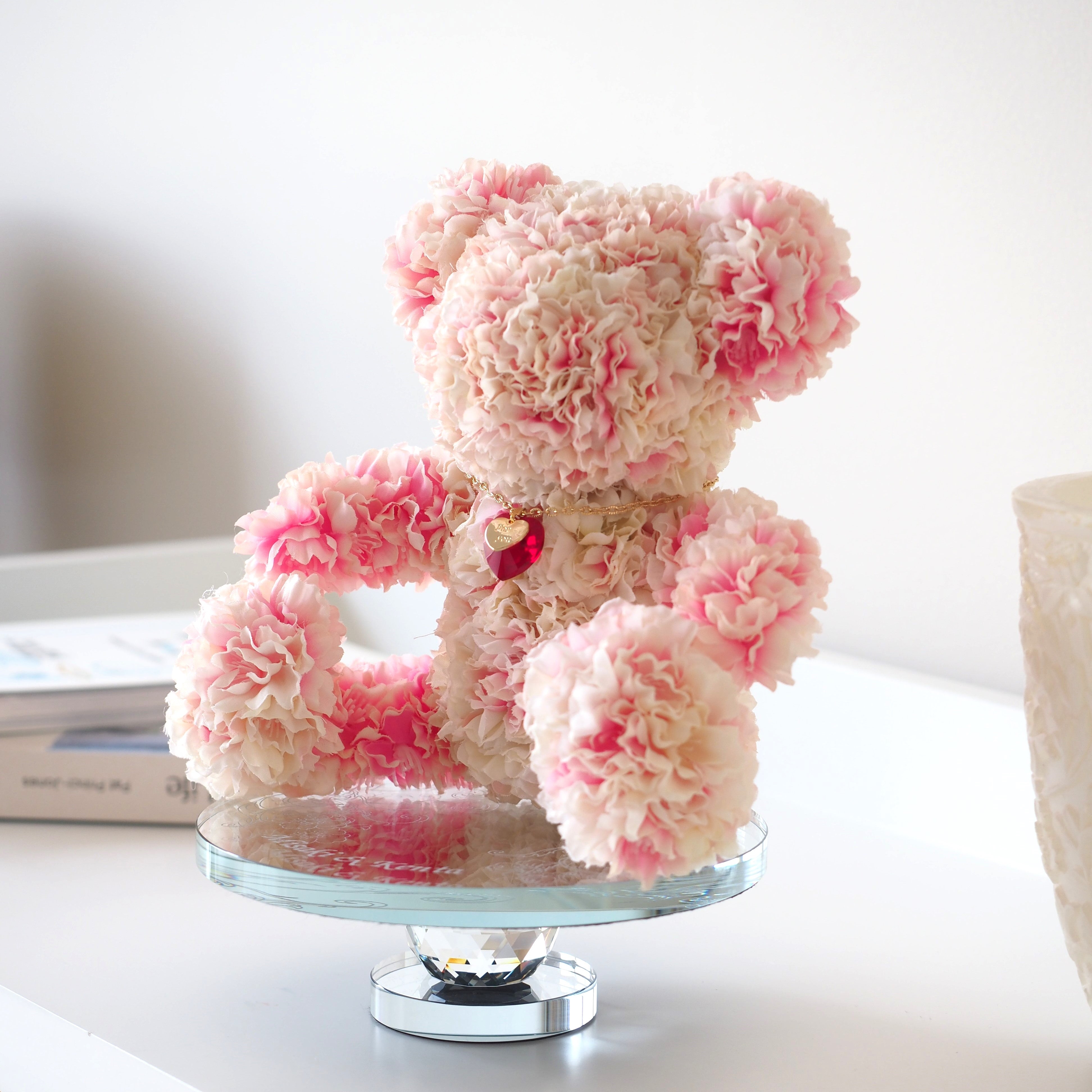 定価34100円オプション付き　meria room　108輪の桜製テディベア 誕生日・プロポーズは108輪の桜製テディベア ピンクベア MERIA