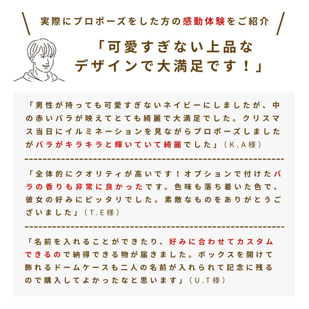 《指輪なしで箱パカできる》プロポーズボックス　ネイビー(赤バラ)