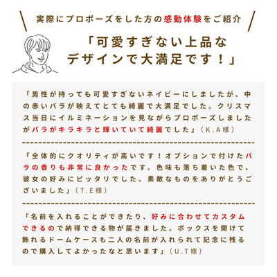 《指輪なしで箱パカできる》プロポーズボックス　ネイビー(赤バラ)