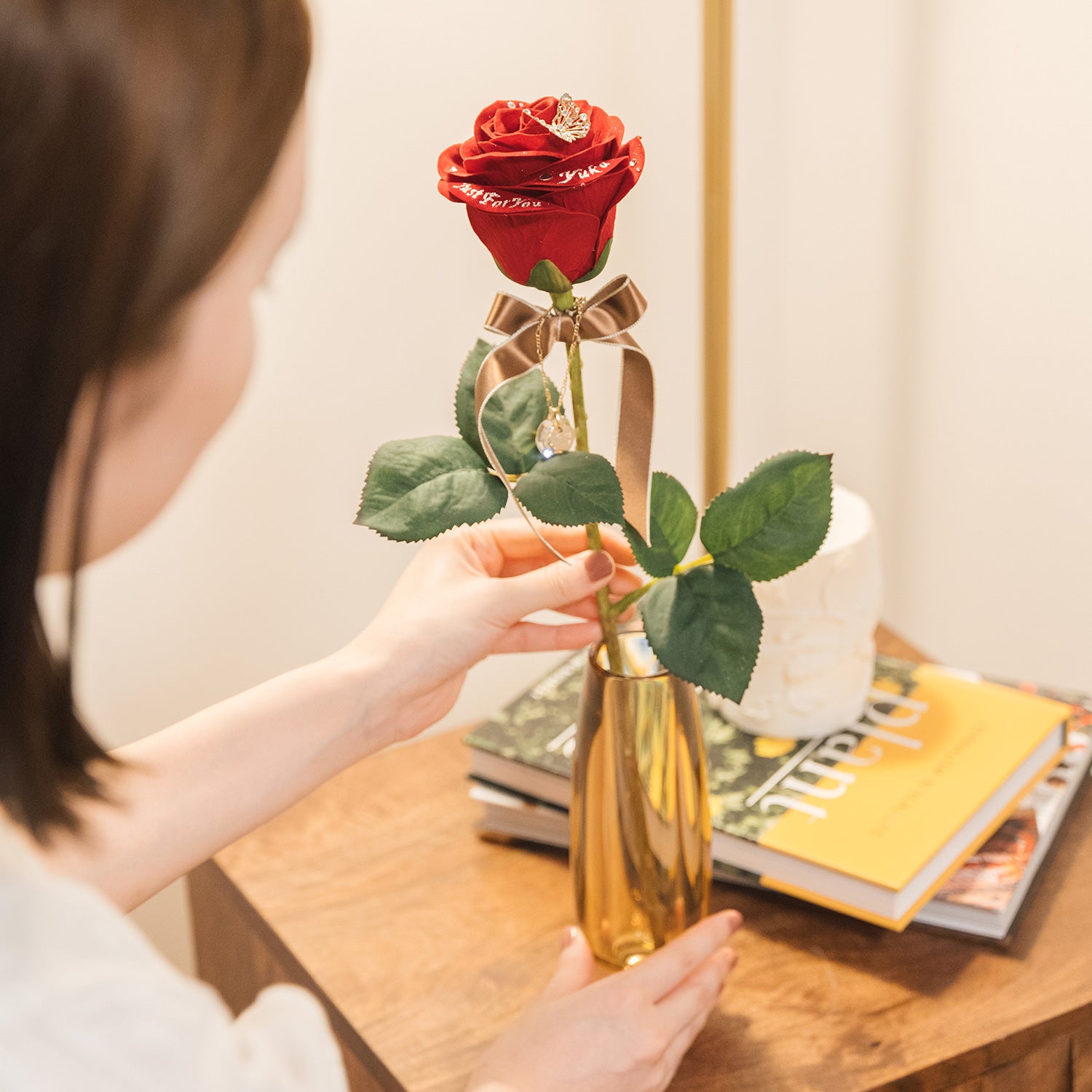 誕生日・プロポーズは1本の赤バラと花瓶セット MERIA ROOM PROPOSE