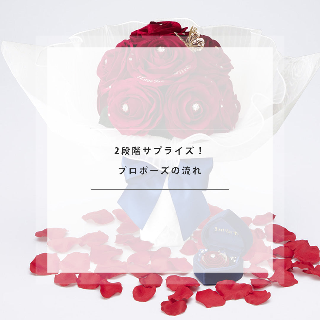 夏限定《プロポーズセット》12本の赤バラ花束とプロポーズボックス（WNR）