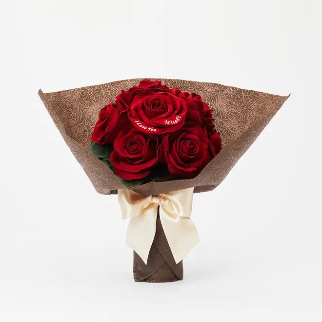 12本の赤バラ花束とガラス花瓶セット