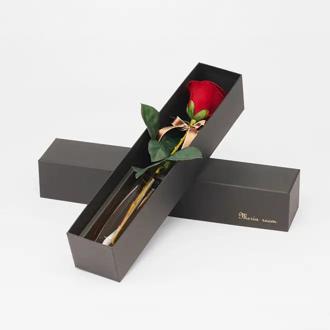 1本の赤バラと花瓶セット