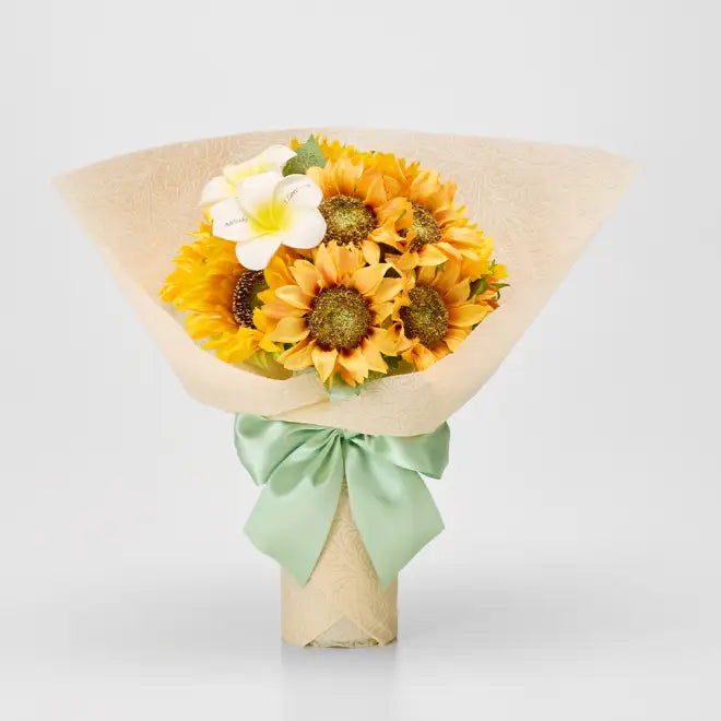 枯れない12本のひまわりの花束とガラス花瓶セット