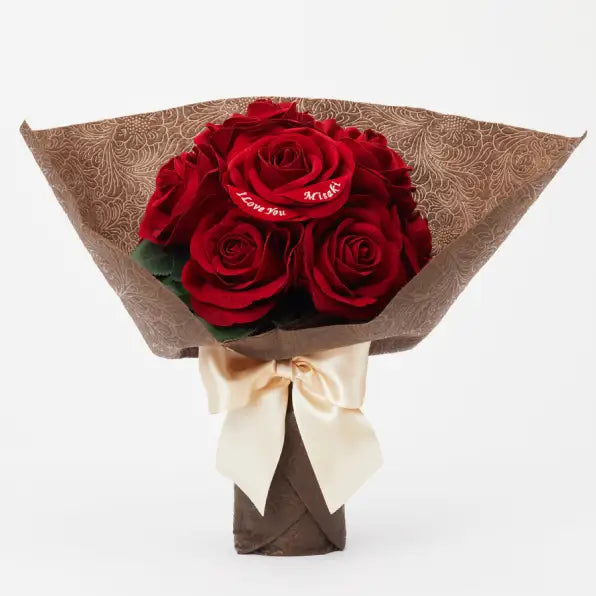 12本の赤バラ花束とガラス花瓶セット